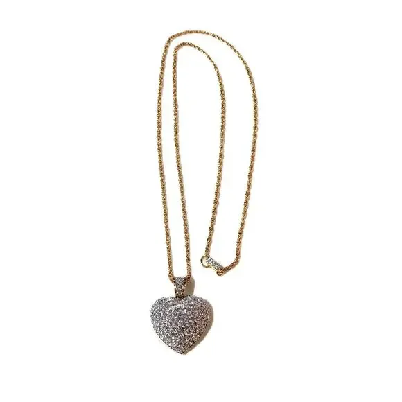 Swarovski Crystal Puffy Pave Heart Rope Necklace Retired - Picture 7 of 8